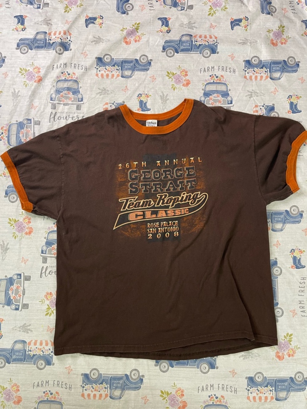 Vintage 2008 George Strait Team Roping Classic Rodeo Ringer T-Shirt – 2X 🤠